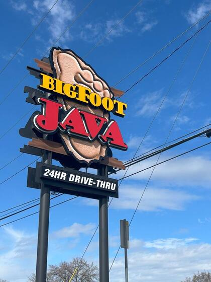 Bigfoot Java illuminated pole sign