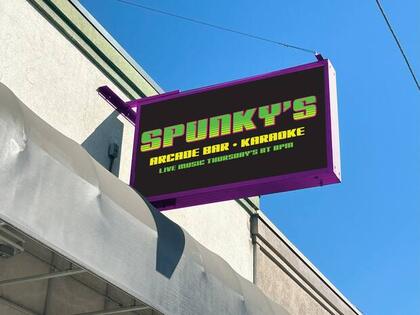 Spunky's Arcade Bar illuminated blade sign